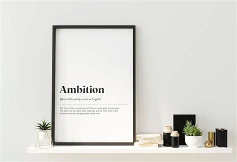 Ambition Motivational Wall Art Printable Art Ambition Etsy Uk