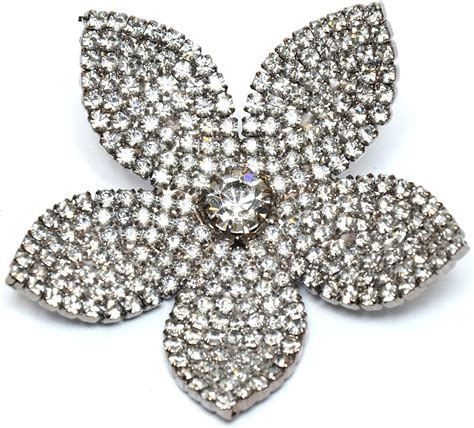 Spilla Fiore Di Cristallo Swarovski Nuziale Silver Tone Spilla Pin