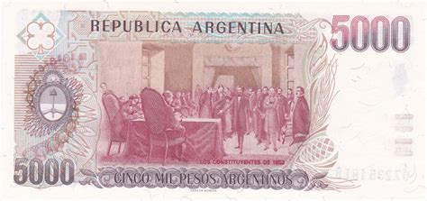 Argentina 5000 Pesos Argentinos banknote 1985 Juan Bautista Alberdi|World Banknotes & Coins ...