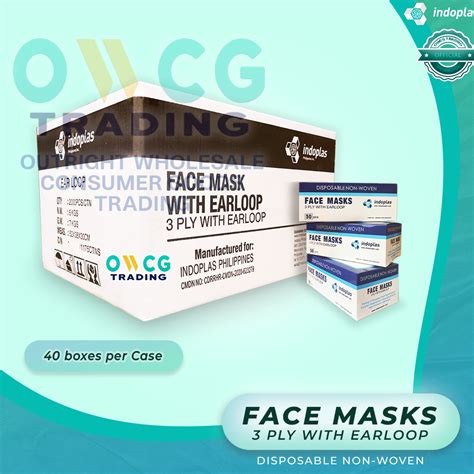 24HRS SHIPOUT 1CASE 40 Box Indoplas Disposable Face Mask 3 Ply With