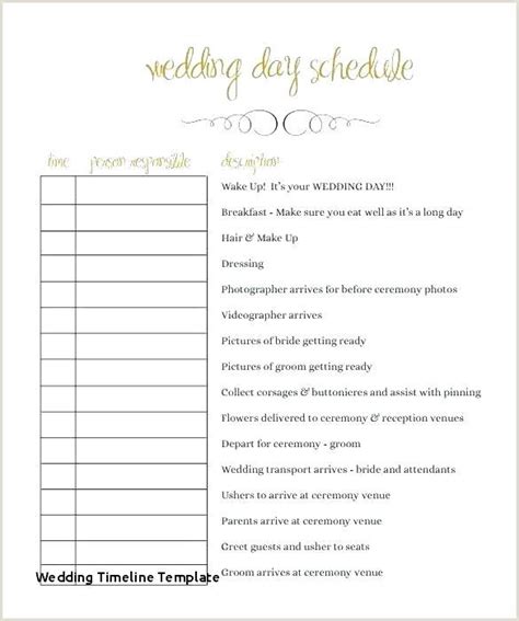 Wedding Reception Timeline Template Pdf