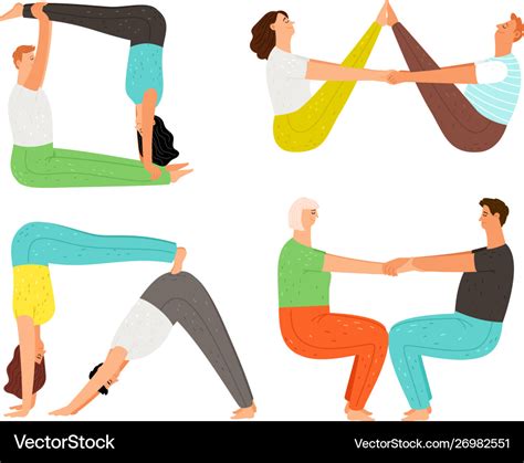 Couple yoga poses Royalty Free Vector Image - VectorStock