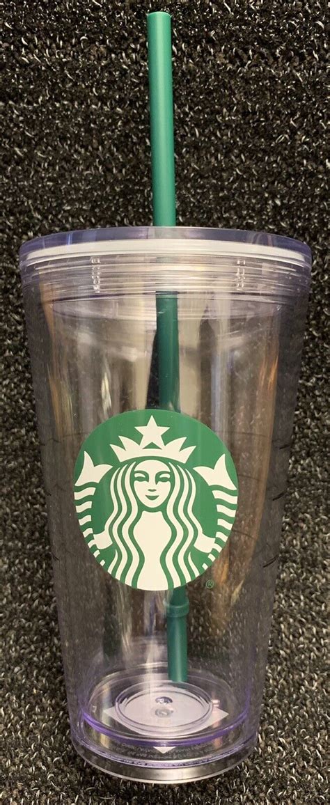 Starbucks Cold Cup Clear Grande Tumbler Traveler With Green Straw Logo