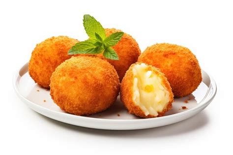 Bolas De Arroz Arancini Con Zanahorias Y Queso Sobre Fondo Blanco