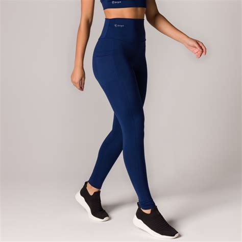 Calça Legging Basics Com Bolsos Laterais Azul Marinho