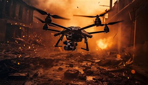 Premium AI Image | Drone attack realistic action scene photography