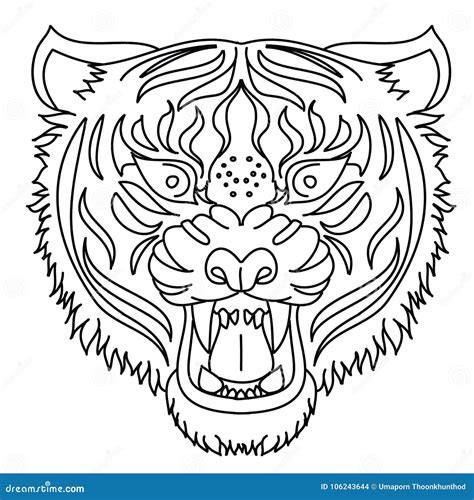 Vetor Japonês Do Projeto Da Tatuagem Da Cabeça Do Tigre Para a Etiqueta