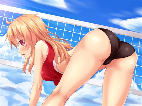 Ass Bikini Top Blonde Hair Bloomers Blush Cameltoe Fast Runner Long Hair Original Pink Eyes