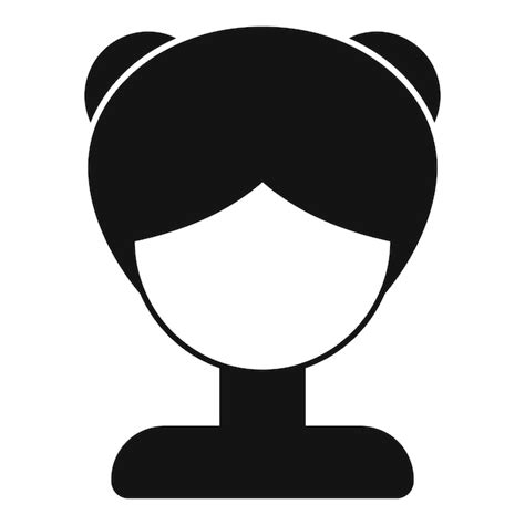 Breve Peluca Icono De La Cara Simple Vector De La Cara De La Mujer Moda