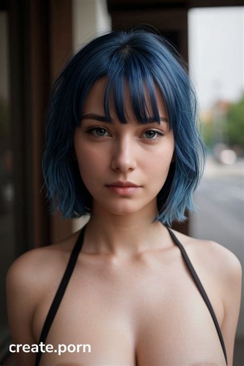 Bangs Blue Hair Front View Hentai Ai Porn