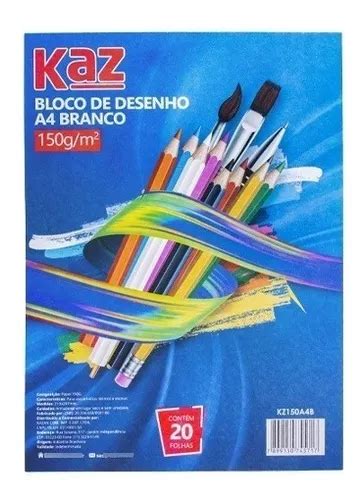 Bloco De Desenho A4 Branco 150g 20 Fls Kaz Parcelamento Sem Juros