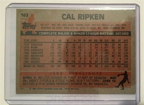 Topps Cal Ripken Jr Baltimore Orioles Nm Mt Baltimore Orioles