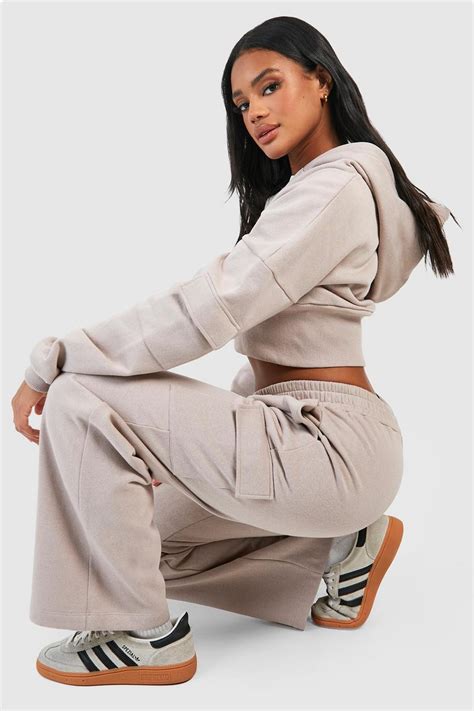 Cargo Pocket Straight Leg Jogger Tracksuit Boohoo Uk