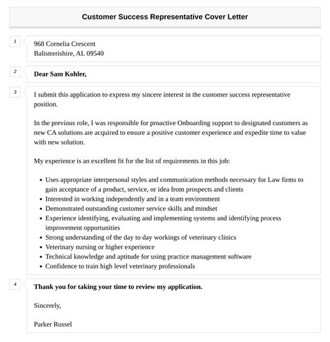 Customer Success Representative Cover Letter Velvet Jobs