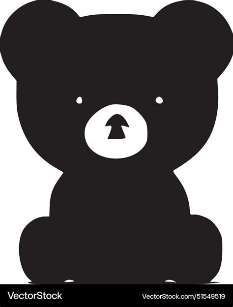 Teddy bear - black and white Royalty Free Vector Image