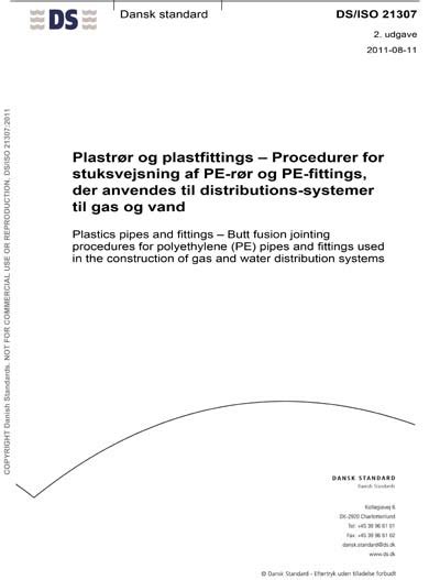 DS ISO 21307 2011 Plastics Pipes And Fittings Butt Fusion Jointing