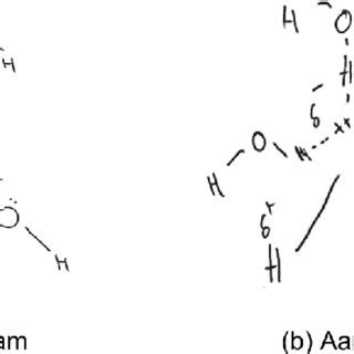 (a and b) Examples of students' diagrams showing hydrogen bond ...