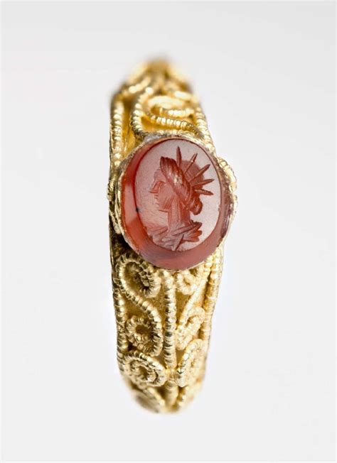 Gold Ring With Carnelian Intaglio Of Sol Rome 300 400 The Museum Of