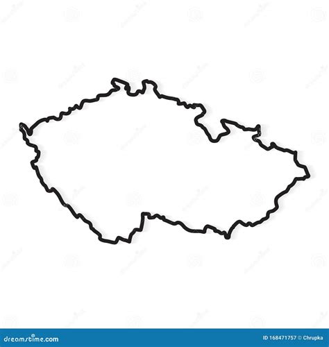 Black Outline Of Czech Republic Map Stock Vector Illustration Of