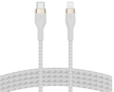 Belkin Usb C Lightning Punottu Silikonikaapeli M Valkoinen