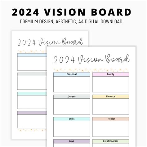 Printable Vision Board Vision Board Template 2024 Dream Life Planner Goal Setting Vision