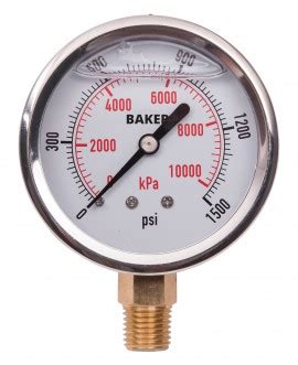 Baker Avnc Series Liquid Filled Pressure Gauge To Psi To