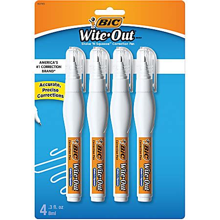 BIC Wite Out Shake N Squeeze Correction Pen 8 ml Pack Of 4 - ODP ...