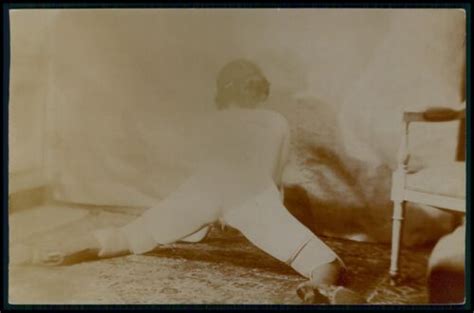 French Nude Woman Citrate Photo Open Legs Kneeling Original C1910 1920s