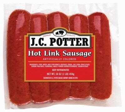 JC Potter Hot Links Sausage 16 Oz 4 Pack EBay