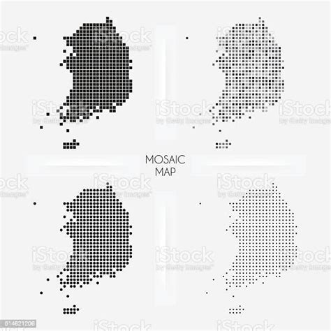 Korea South Maps Mosaic Squarred And Dotted Stock Illustration