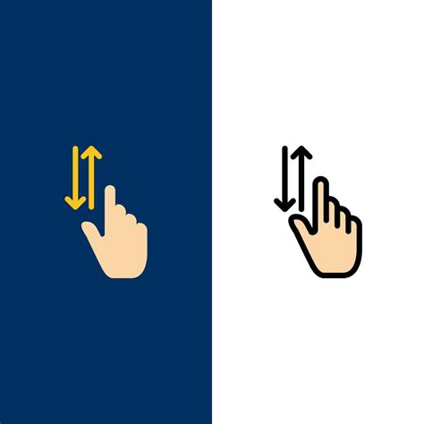 Finger Gestures Hand Up Down Icons Flat And Line Filled Icon Set Vector