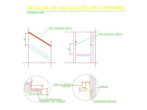 Detalhe escada em AutoCAD Baixar CAD Grátis 52 47 KB Bibliocad