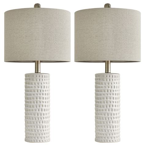 "Oneach Ceramic Table Lamp Set of 2 24"" White Contemporary Bedside ...