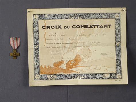 Mil - Diplôme de la croix du combattant pour les combats 14/18 édition ...