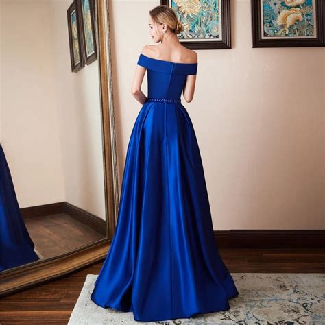 Royal Blue Off The Shoulder Long Formal Dress