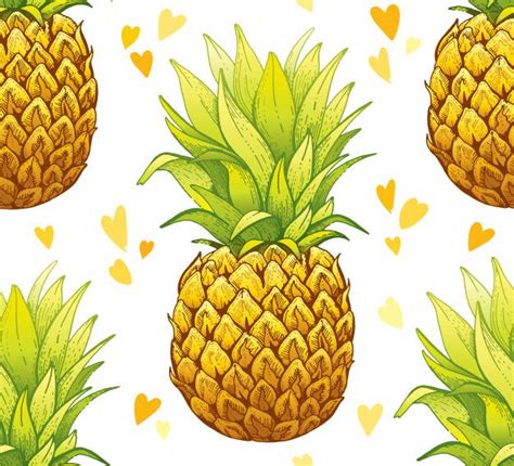 Premium Vector Tropic Fruit Pineapple Seamless Pattern Design Vector