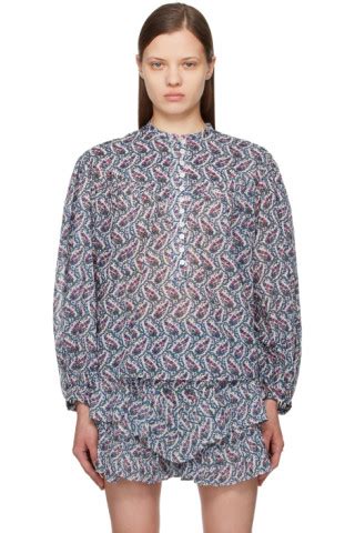 Isabel Marant Etoile Off White Blue Salika Shirt Ssense