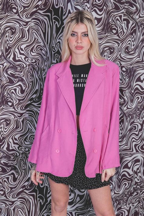 Blazer Rosa Nina Oversized Marina Gabriella Roupas Femininas Loja