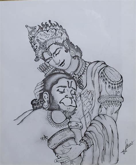 Shri Ram and Hanuman Sketch in 2024 | Book art, Abstract pencil drawings, Mandala art lesson