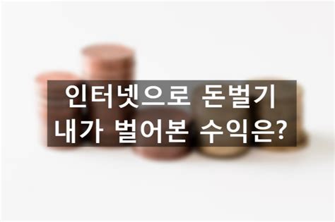 인터넷으로 돈벌기 내가 벌어본 수익은 네이버 블로그