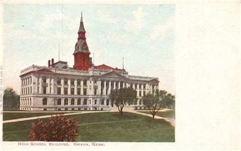 Vintage Postcard High School Building Historical Landmark Omaha