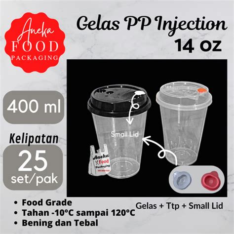 Jual PP Cup INJECTION 14oz 400ml Gelas Plastik Boba Cheese Tea Thinwall