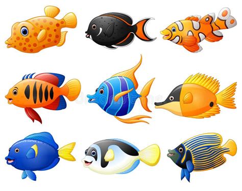 Desenhos Dos Peixes - Conjunto De Desenhos Animados De Peixes Ilustração do Vetor ...