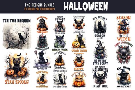 Halloween Cat Sublimation PNG Bundle Bundle Creative Fabrica