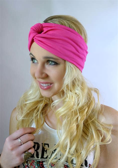 Swakcouture Cotton Jersey Turban Twist Headband Hot Pink High Quality