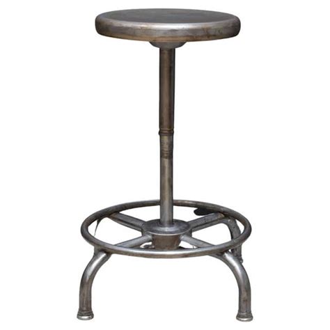 Set of Three Industrial Adjustable Adjusto Steel Counter or Table Stools at 1stDibs