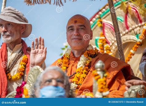 Indian Sadhus Coming To Kumbh Mela, Royal Welcome. Sadhus Sitting ...