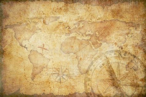 Aged Treasure Map with Compass Background