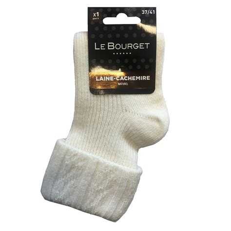 Chaussettes Femme Blanc Laine Cachemire T Le Bourget La Paire De