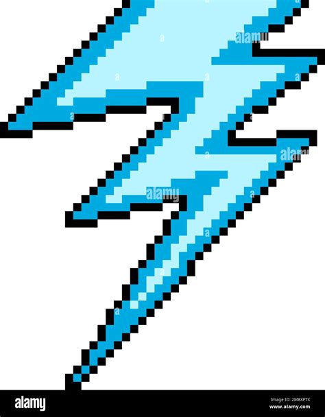 Pixel Art Of Blue Bolt Thunder Stock Vector Image Art Alamy